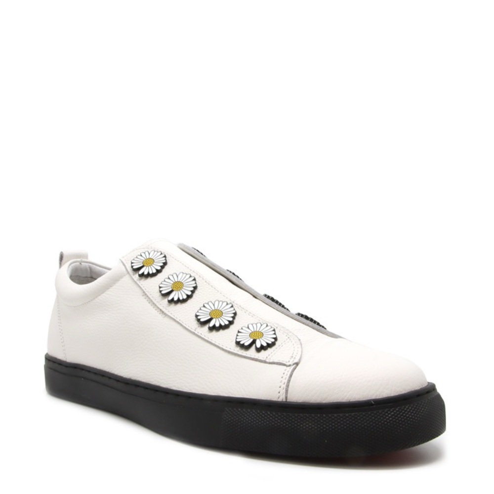 White Daisy Embellished Women's Sneakers